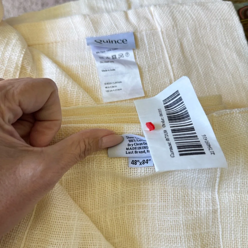 Quince Cream Linen-Look Sheer Curtains